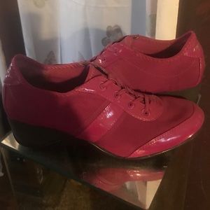 DKNY raspberry/gray slip on shoes size 9
